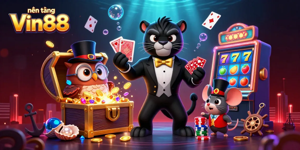 Engage with the vibrant nền tảng Vin88 casino scene showcasing stylish characters and dynamic gaming elements.