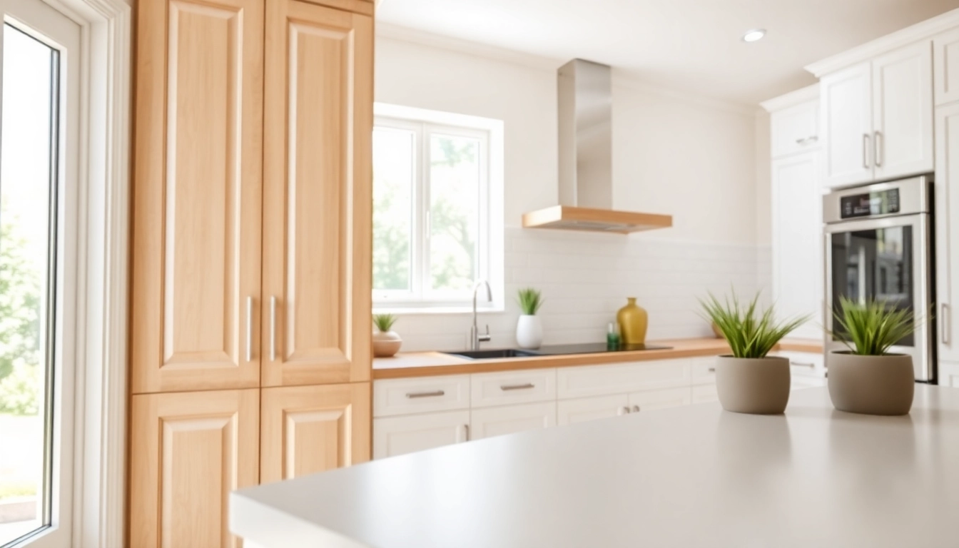 Cabinet Refacing Saint Petersburg FL kitchen with beautifully refinished cabinets, showcasing a modern, inviting design.