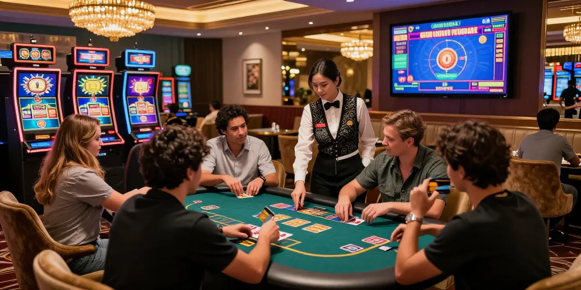 Dynamic credit card casino scene illustrating exciting gameplay at listed at scoarch.org.uk with players enjoying card games and instant deposits.