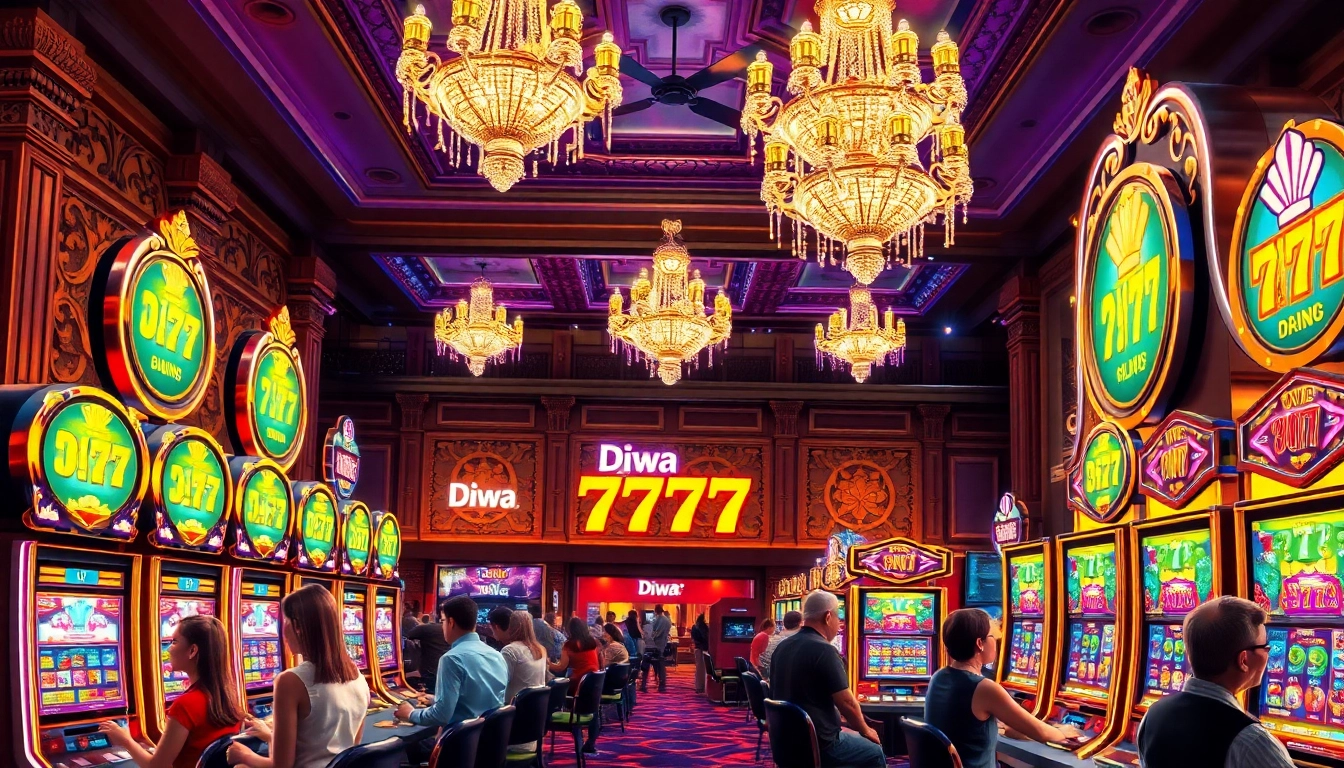Experience the thrill of Diwa 777 at a lively casino filled with vibrant slot machines.