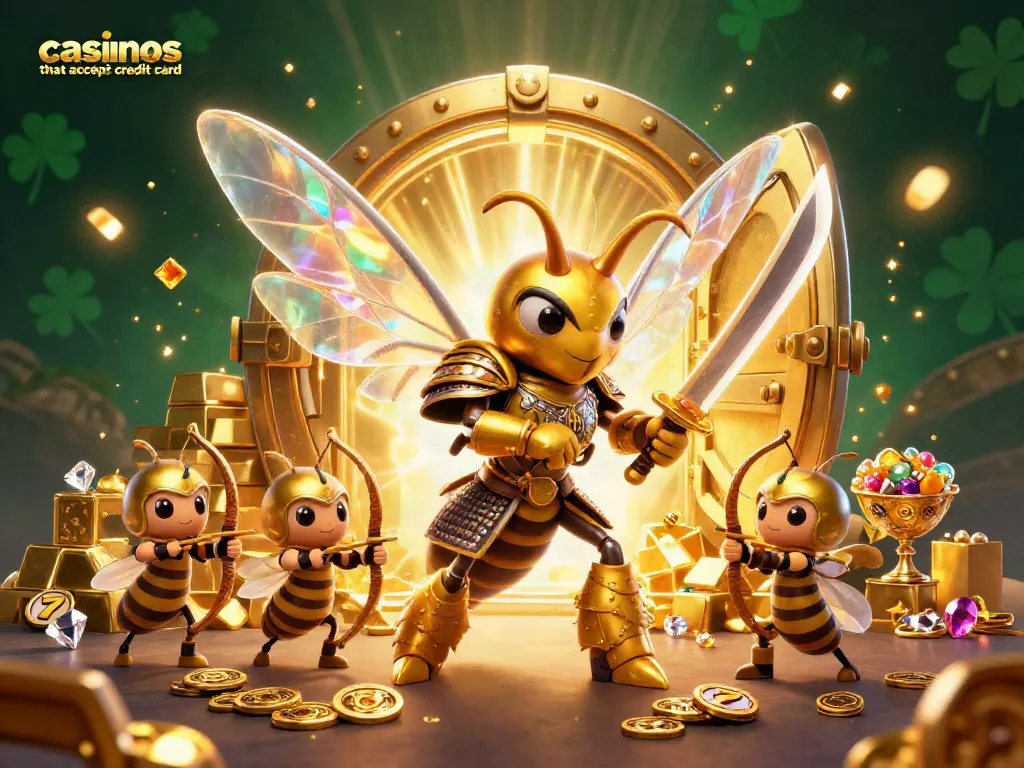 Engage with casinos that accept credit card surrounded by festive gold and vibrant gambling symbols.