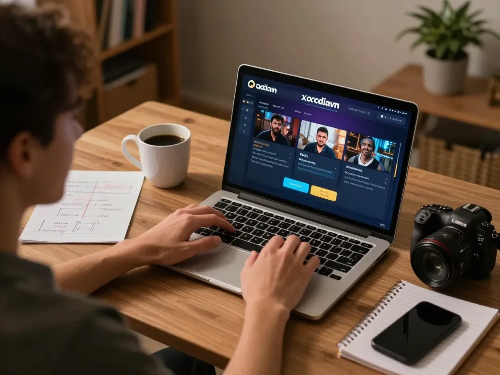 xocdiavn online gaming experience at home with laptop and betting notes