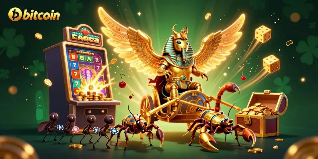 Engage in exciting gameplay at this bitcoin casino filled with golden treasures and vibrant characters.