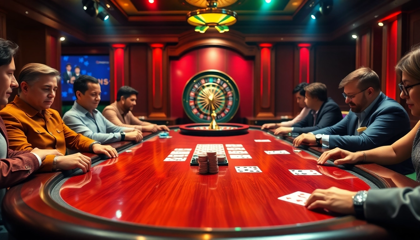 Exciting poker game with 98win chips and cards on a luxurious table.