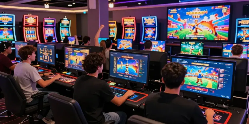 A80 online gaming platform with players enjoying slots and live casino games in a vibrant digital casino environment.