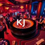 KJC players enjoying their time at a luxurious casino with roulette and poker tables.