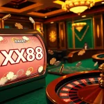 Play exciting slots at XX88's vibrant online casino, featuring vibrant slot machines and poker chips.