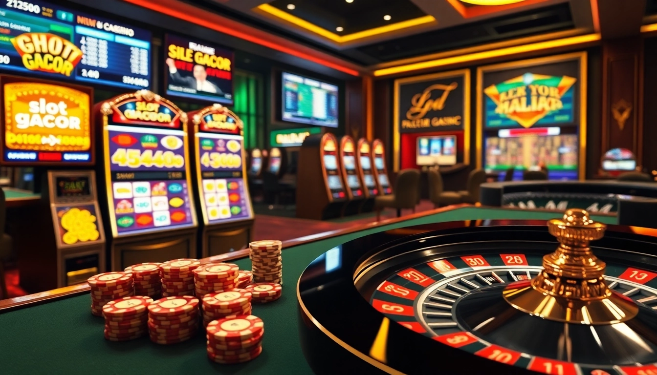 Engaging players with vibrant slot gacor machines and luxurious casino elements for a thrilling experience.