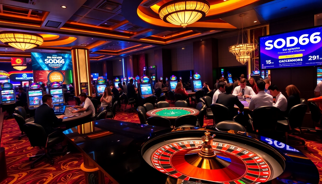 SODO66 players engaging in thrilling casino games at a luxurious venue