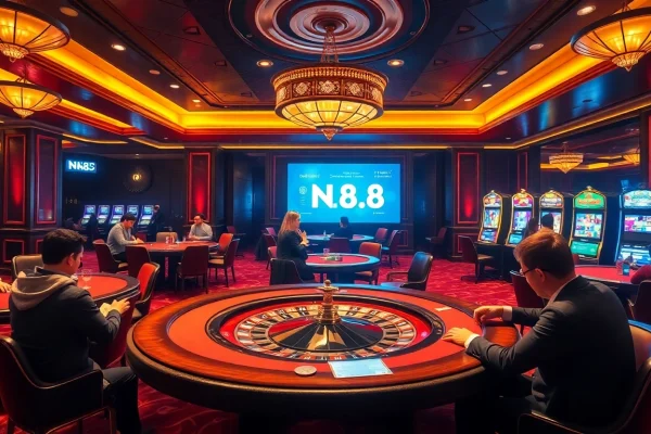 Gamble strategically at https://nk88.sa.com/ with lively casino scenes featuring poker tables and roulette wheels.