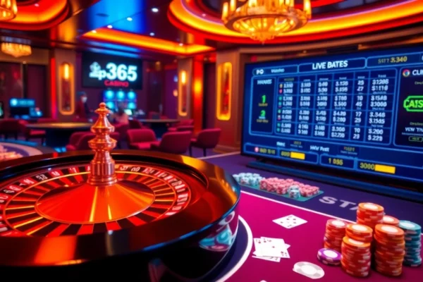 Experience the thrill of betting at ph365 casino with vibrant roulette and gaming tables.