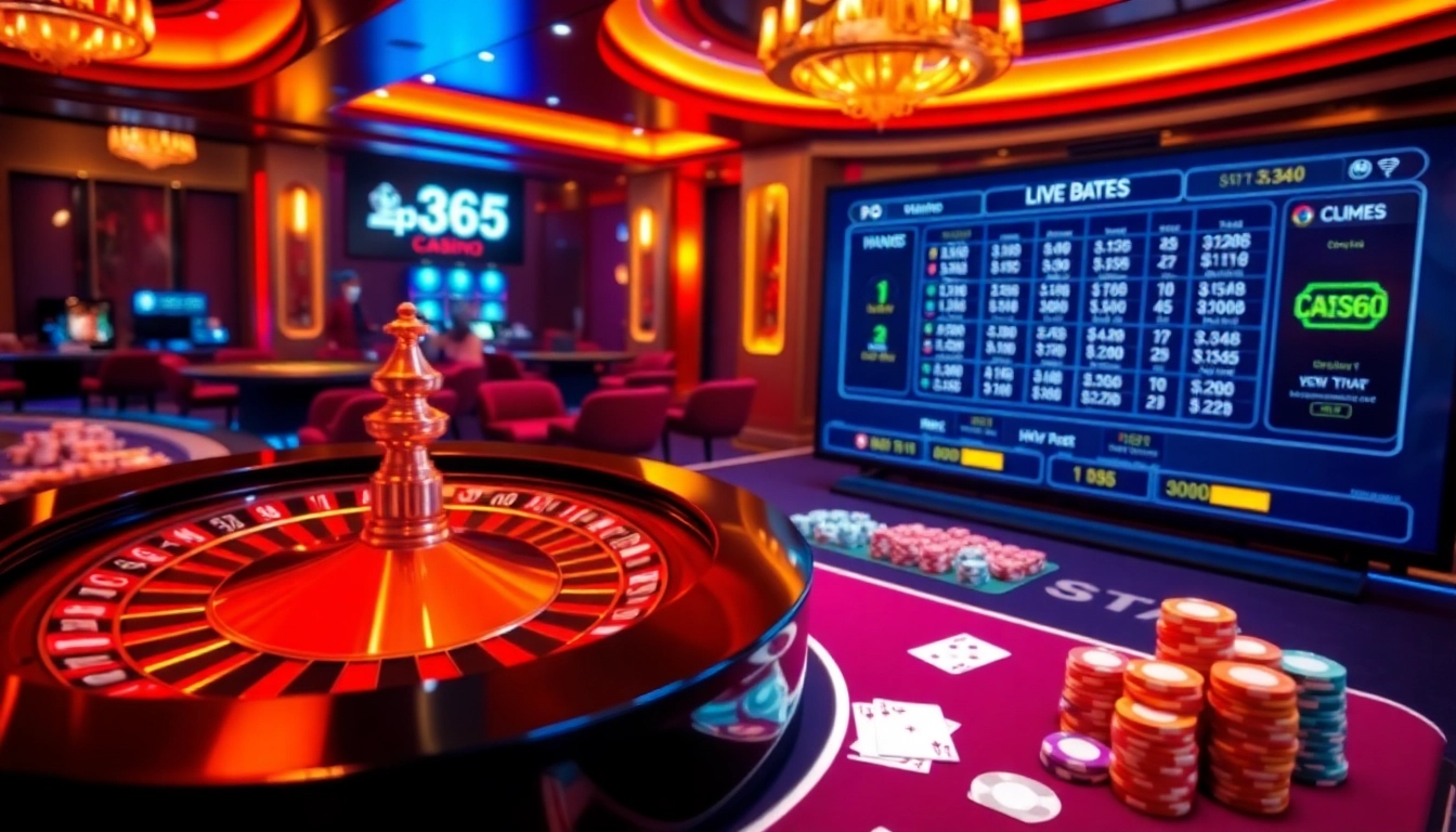 Experience the thrill of betting at ph365 casino with vibrant roulette and gaming tables.