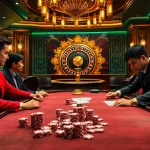 Players enjoying a thrilling poker night at KUWIN, surrounded by vibrant casino ambiance.