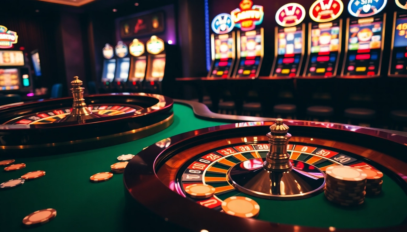 Lazadatoto casino players engaging with roulette and poker tables, capturing the essence of excitement and strategy.