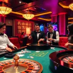 Players enjoying a luxurious casino experience at 98win with poker chips and cards.