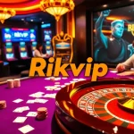 Rikvip players enjoying a thrilling casino experience at luxurious tables with vibrant games.