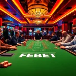 FEBET players enjoying action at a vibrant casino table filled with excitement and thrill.