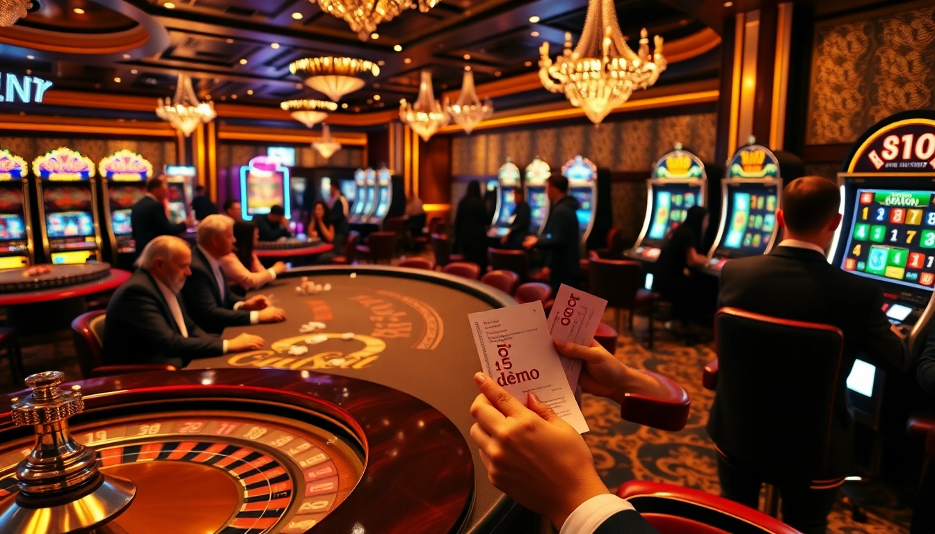 Experience thrilling slot demos with vibrant casino visuals featuring exciting games.