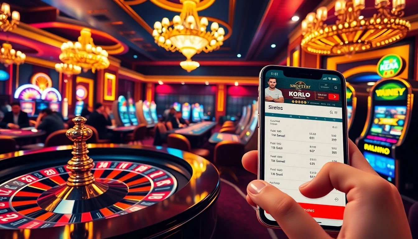 K88 gamblers engaging at vibrant casino tables with poker chips and a roulette wheel.