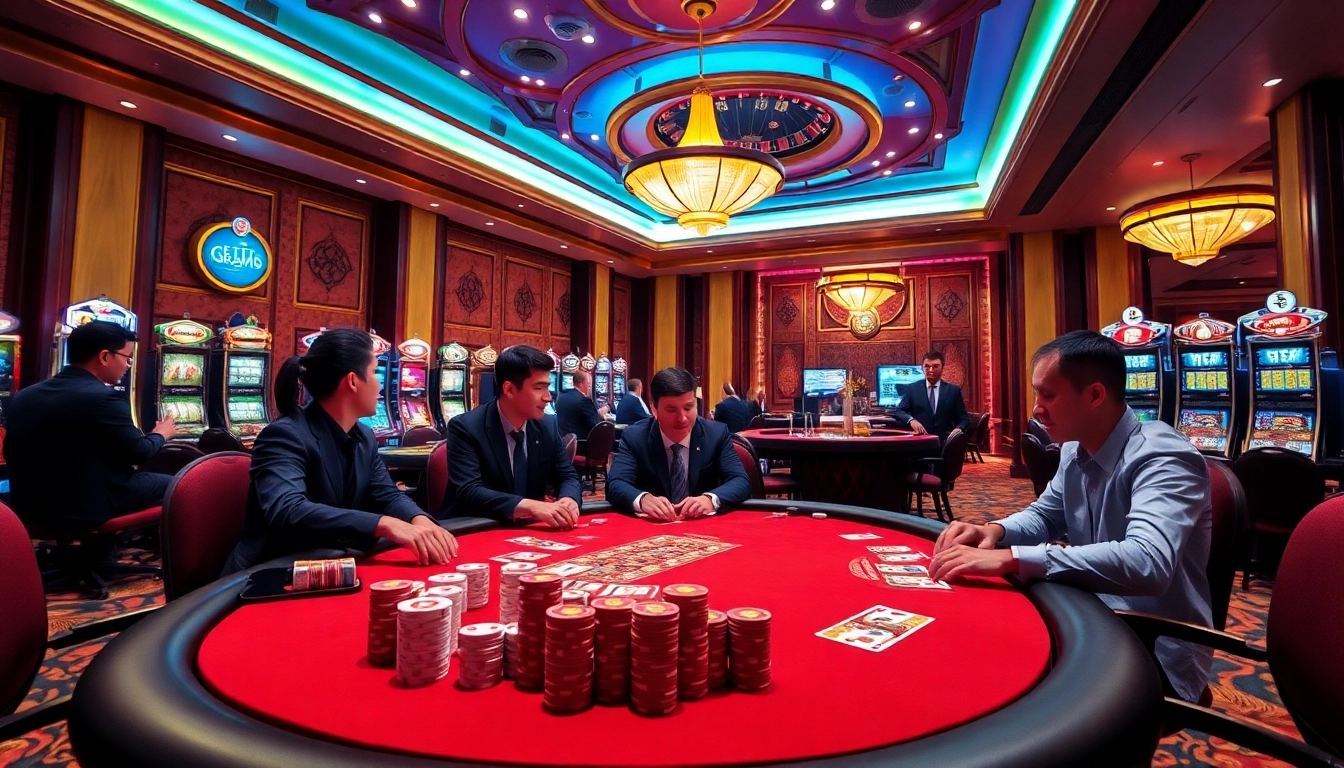 Experience the excitement of 68 Game Bài at a luxurious gaming table with professional players.