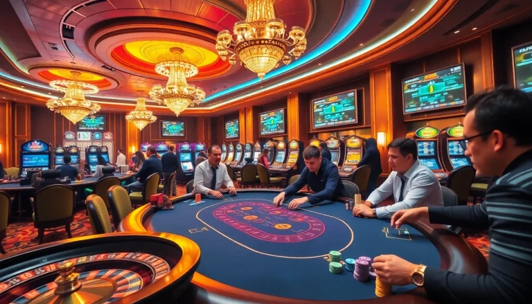 79king players engaging in an exciting poker game at a luxurious casino table.