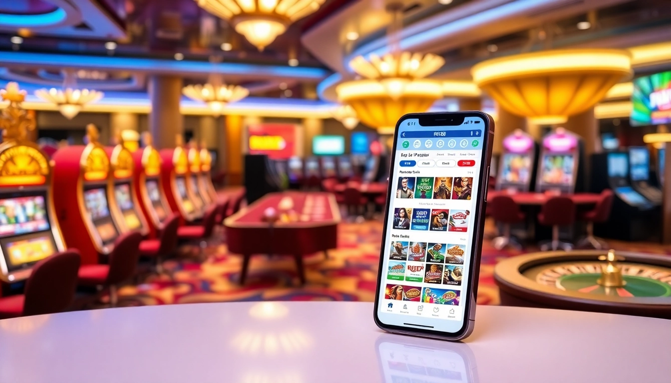 RR88 online gambling experience with vibrant casino elements and a sleek smartphone interface.