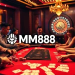 Exciting gaming at MM88's vibrant casino, showcasing poker chips and a roulette wheel.