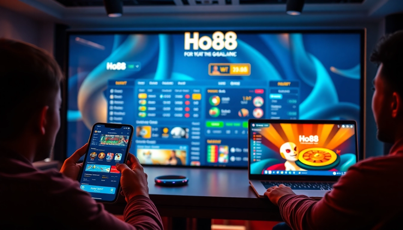 Ho88 online gambling platform featuring vibrant colors and user-friendly interface.