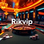 Experience the excitement of online gambling at Rikvip, featuring colorful casino elements.
