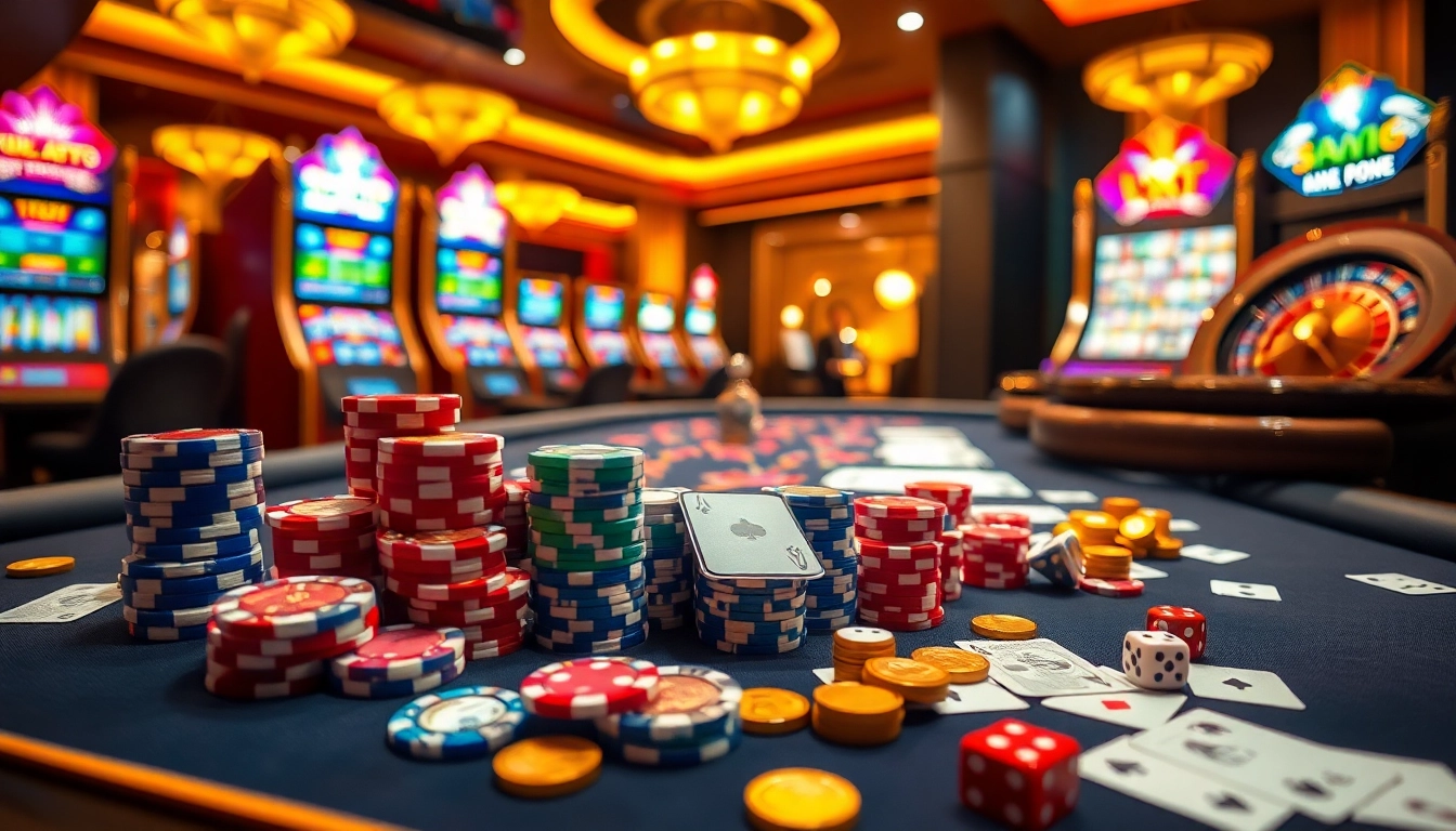 Experience the thrill of gambling at xn88 with vibrant poker chips and exciting roulette wheels.