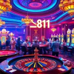 Engaging scene of เว็บu31 with casino tables, vibrant slot machines, and excited players.
