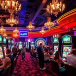 Mesin slot777 yang menarik menimbulkan kebahagiaan di antara para pemain di kasino yang mewah.