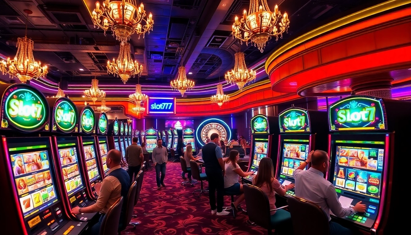 Mesin slot777 yang menarik menimbulkan kebahagiaan di antara para pemain di kasino yang mewah.