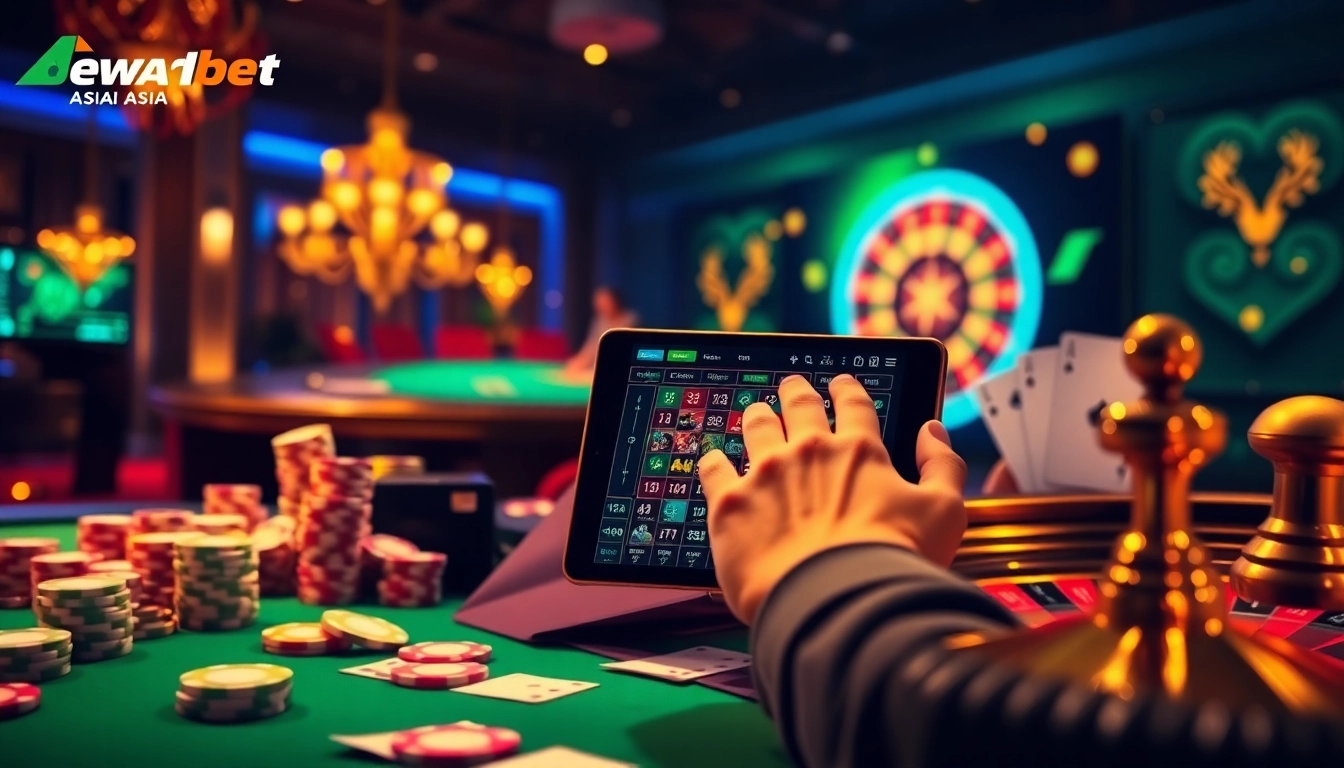 Dewabet Asia offers an engaging online gambling experience featuring vibrant casino tables and interactive gameplay.
