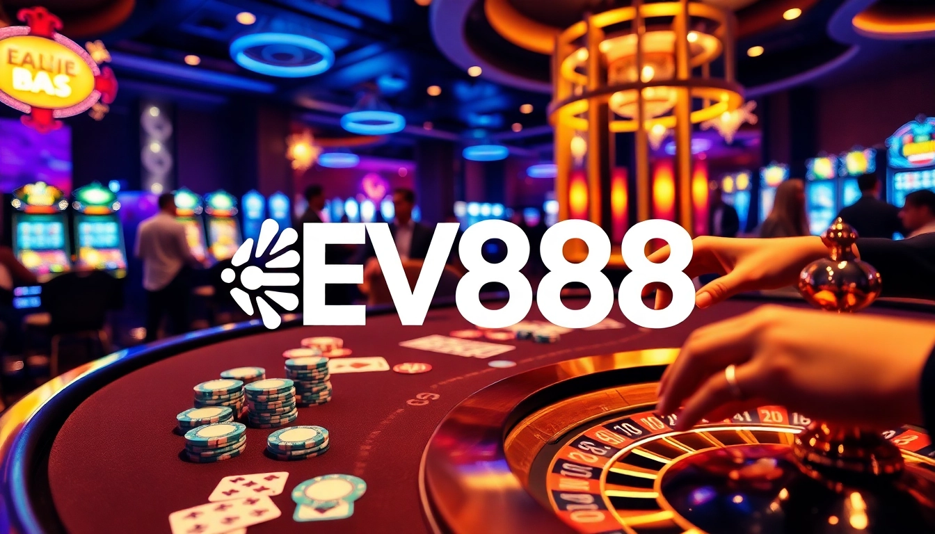 Experience the thrill of EV88 at a luxurious casino table with engaging gameplay and quality entertainment.