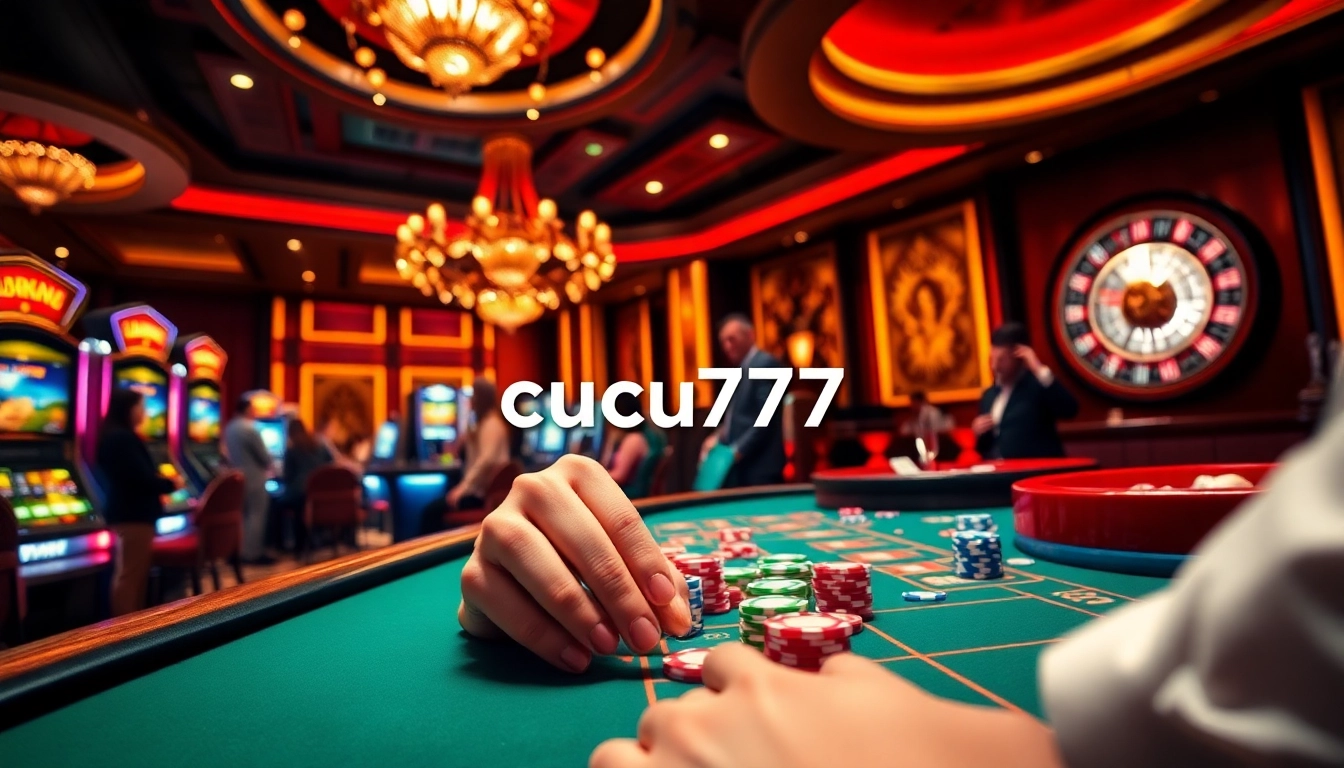 Experience the thrill of high-stakes gambling at cucu777 casino with vibrant tables and slot machines.
