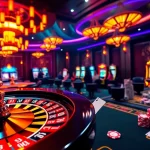 Experience thrilling gameplay with lego138 in an exciting casino setting featuring poker tables and roulette wheels.