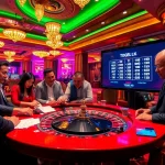 Exciting Togel HK live draw event at a vibrant casino with players engaging in betting.