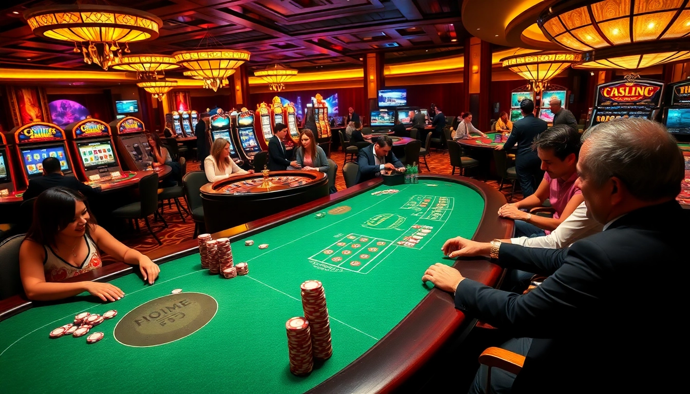 Experience the thrilling atmosphere of https://luckywin.fan/ with players engaging in casino games, capturing the excitement of winning.