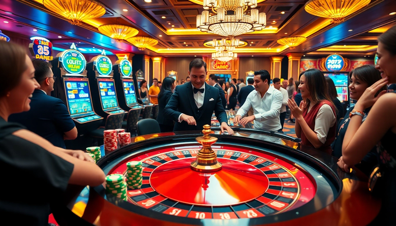 Exciting casino scene featuring Jun88 with roulette and colorful poker chips.