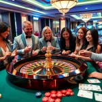 Players enjoying an exciting roulette game at LUCK8 casino with vibrant ambiance.