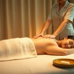 Relaxing 평택출장마사지 scene with a skilled masseuse providing at-home massage therapy.