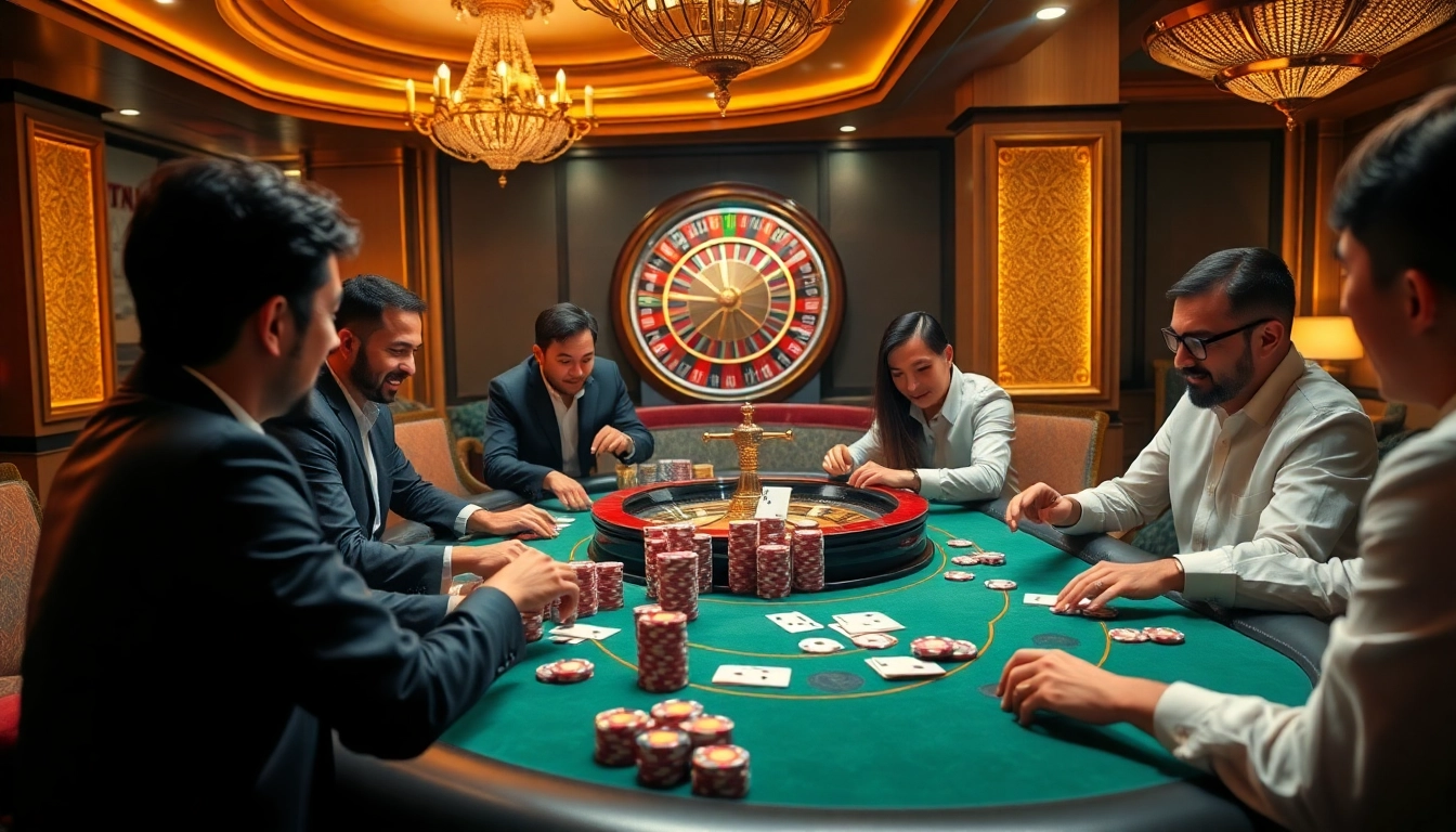 Engaging gambling scene showcasing THA BET with poker table excitement and thrilling atmosphere.