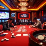 Professional players placing bets at a Nhà cái uy tín hàng đầu châu Á live casino table