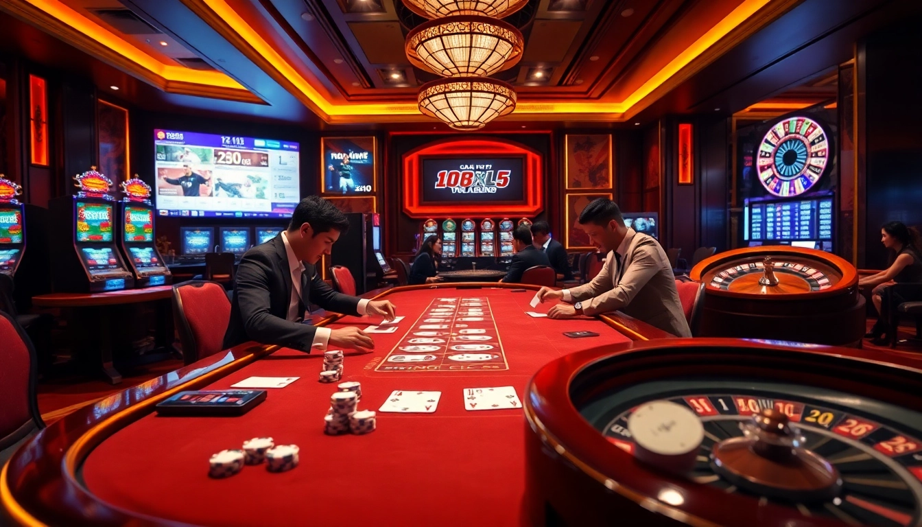 Professional players placing bets at a Nhà cái uy tín hàng đầu châu Á live casino table