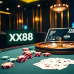 Experience the excitement of gaming at XX88.COM with vibrant casino tables and engaging atmosphere.