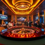 KJC online gaming environment featuring a live casino setup with players and luxurious decor.