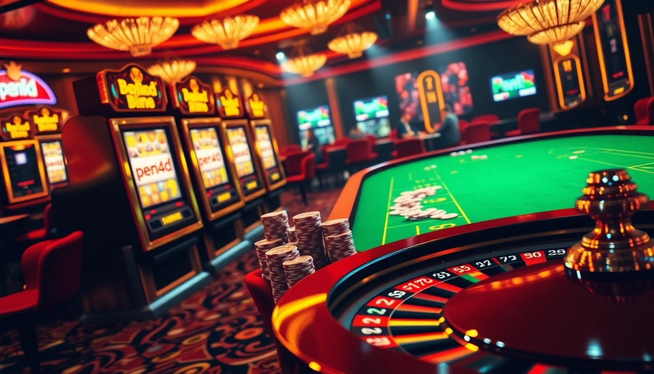 PEN4D slot machines lighting up the casino floor, inviting excitement for gamblers.