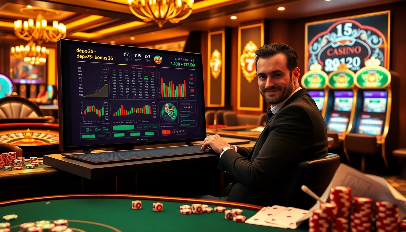 Engaging casino scene showcasing the breathtaking excitement of depo 25 + bonus 26 with dynamic gambling visuals.