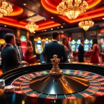 Experience thrilling gambling excitement at ee88 com with a roulette table and vibrant casino elements.